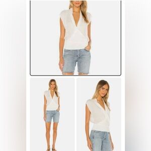 Theory beautiful Ivory V-Neck Silk Blouse, excellent condition,size large